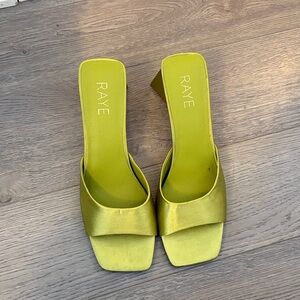 RAYE Chartreuse Open-Toe Heels